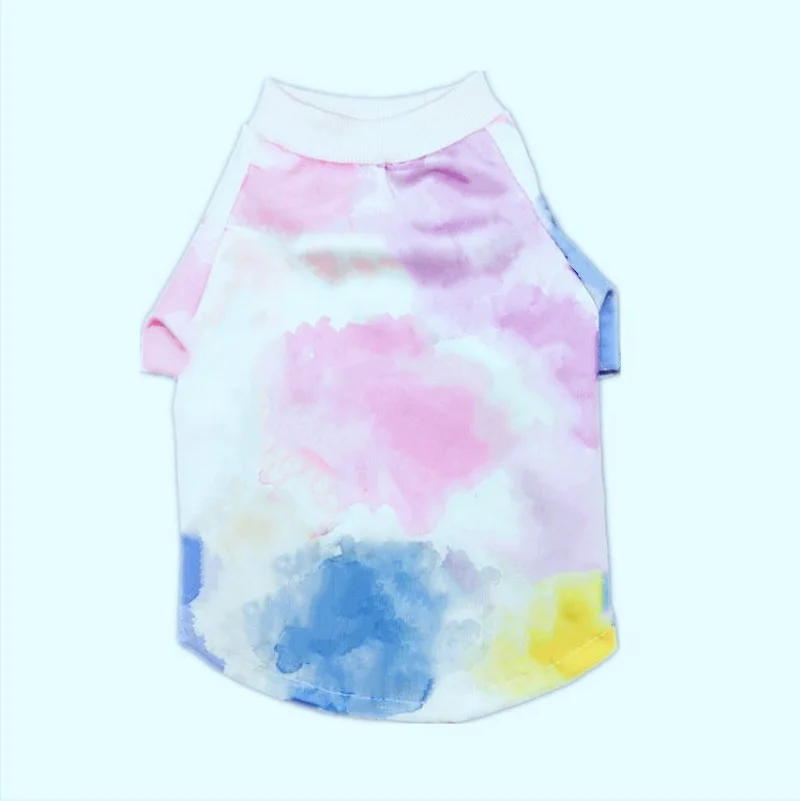 Новинка летняя футболка для собак модная Акварельная жилетка крутой дизайн