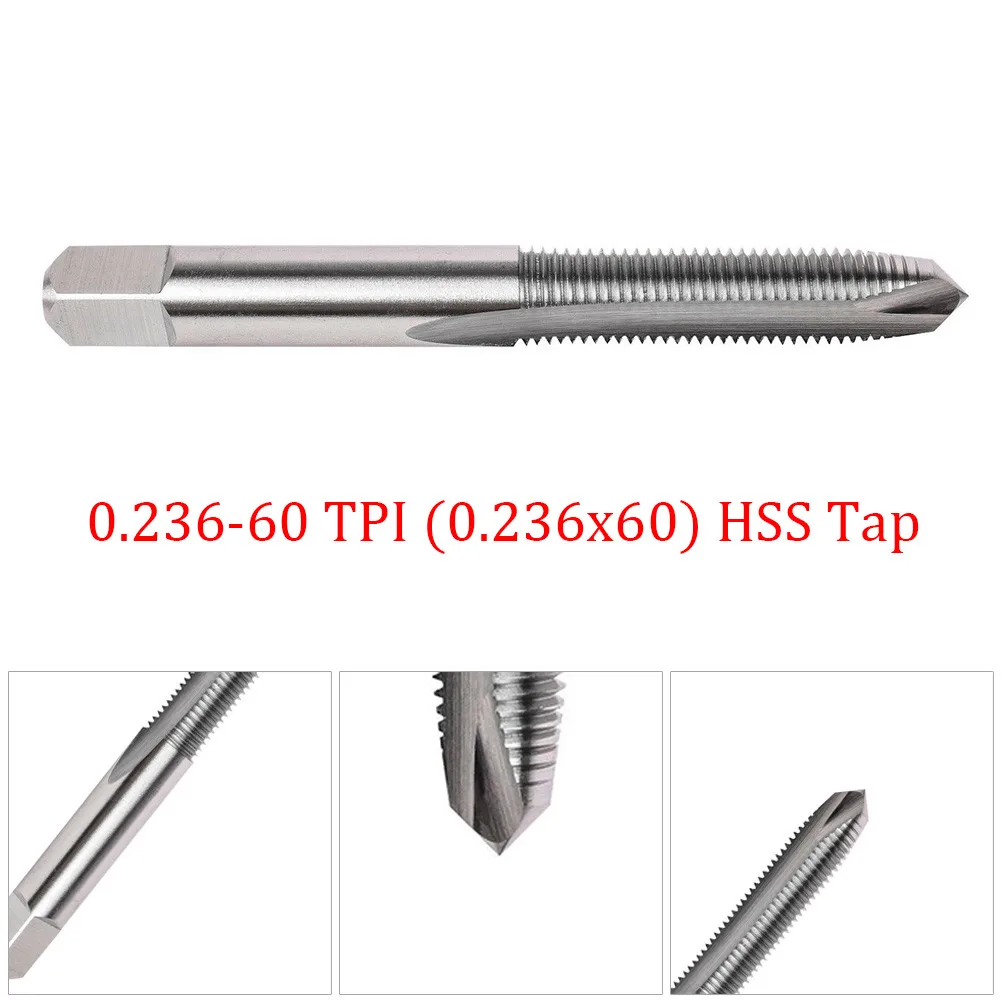 

0.236-60 TPI HSS Tap With Case And Screw Tap Drill Bit High Speed Steel Machine Taps 3flutes Plug Tap For 1911 Jacket Bushings