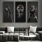 Сексуальная черная женщина с серебряными ювелирными изделиями, африканские художественные плакаты и принты, картины на холсте, настенные картины, Декор для дома