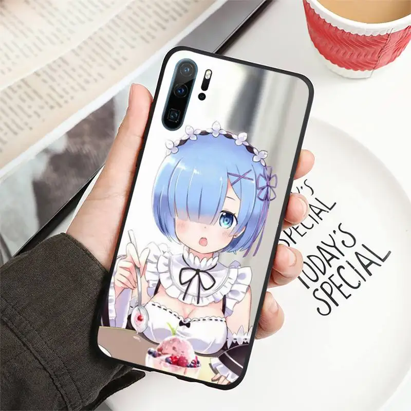 

Hot Anime ReZERO Ram Rem Phone Case For Huawei P40 P20 P30 lite Pro P Smart 2019 Mate 40 20 10 Lite Pro Nova 5t