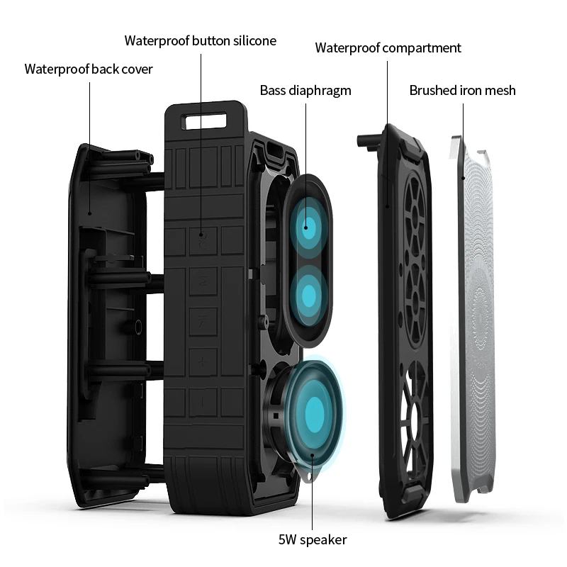 Открытый IPX7 водонепроницаемый Bluetooth динамик Портативный беспроводной звуковой