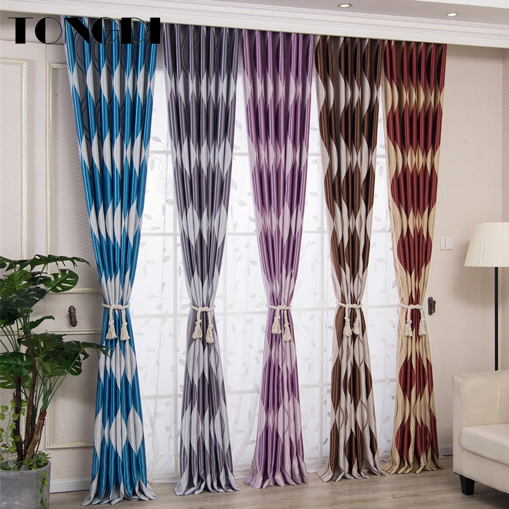 Плотные Занавески TONGDI современные волнистые полосатые утолщенные элегантные