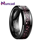 Черное кольцо из вольфрамовой стали NUNCAD, обручальные полосы, черное сердце, узор, розовое углеродное волокно, кольцо для мужчин, размер 7-12, ювелирное изделие, подарок