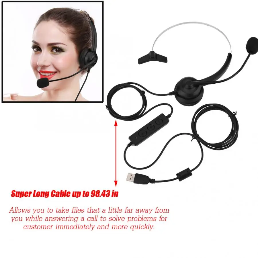 H300 USB Call Center Cordless Headset Noise Cancelling Mute Function with Mic | Электроника