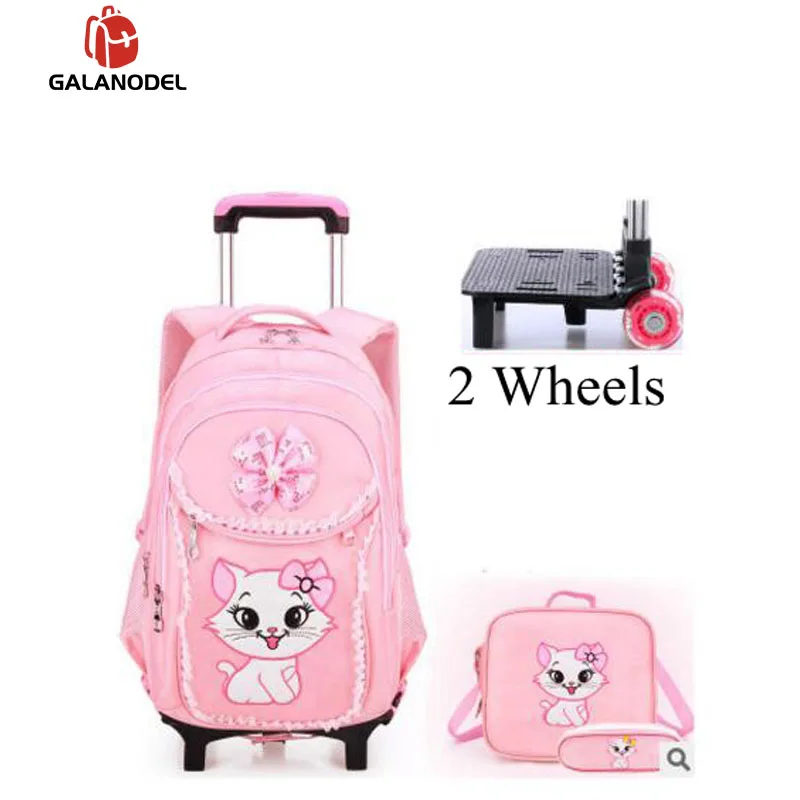 Детская дорожная сумка на колесиках рюкзак тележка для школы девочек милый