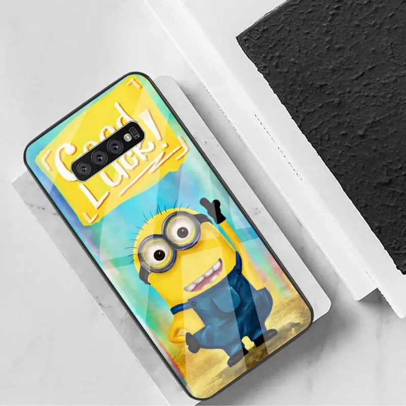 

Funny Cute M-Minionse Phone Case Tempered Glass For Samsung S6 7 8 9 10 20 Plus Ultra Note8 9 10 10pro