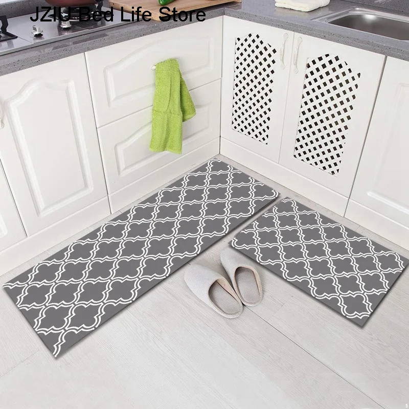 Домашний коврик для входной двери марокканский серый решетчатый нескользящий