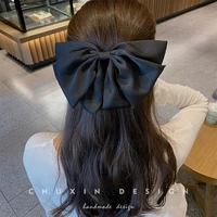 1pc three layers large bow spring clip elegant satin barrettes bow for woman hair clips ponytail hair accessories hair ornament