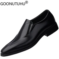 2021 style fashion mens shoes dress genuine leather slip on derby shoe man classic brown black nice office formal shoes for men