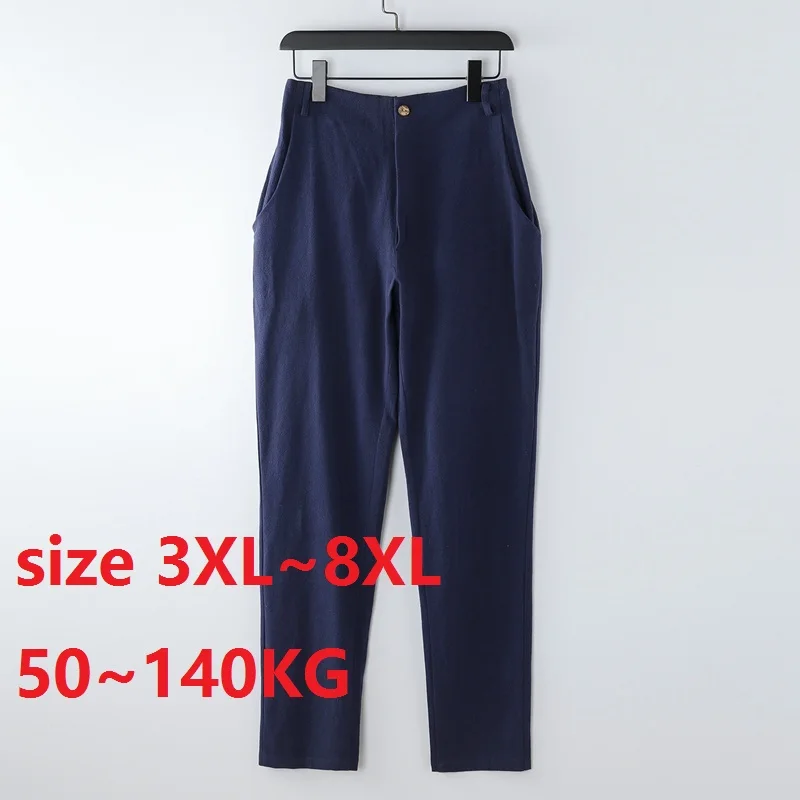 

Linen Men Solid Harem Pants Plus Size 5XL6XL 7XL 8XL 140KG Summer Casual Mens Trousers Streetwear Slim Male Pants