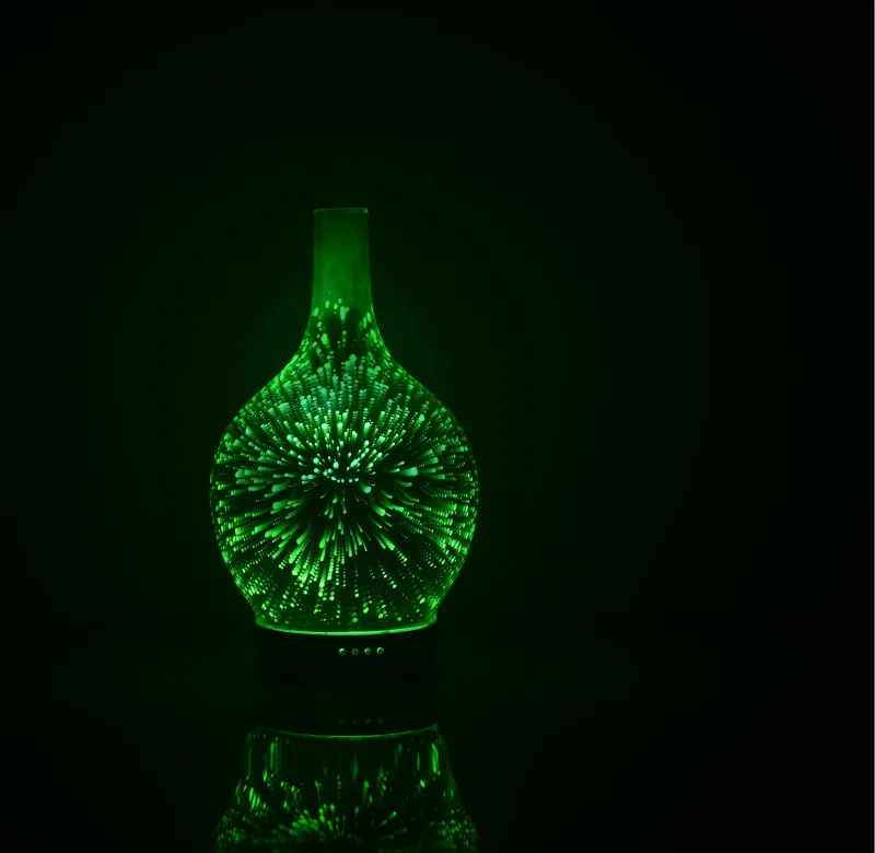 7 цветов светильник 3D стеклянная ваза Ароматерапия Эфирные масла Арома диффузор меняющийся и безводный Автоматическое отключение холодный туман увлажнитель воздуха