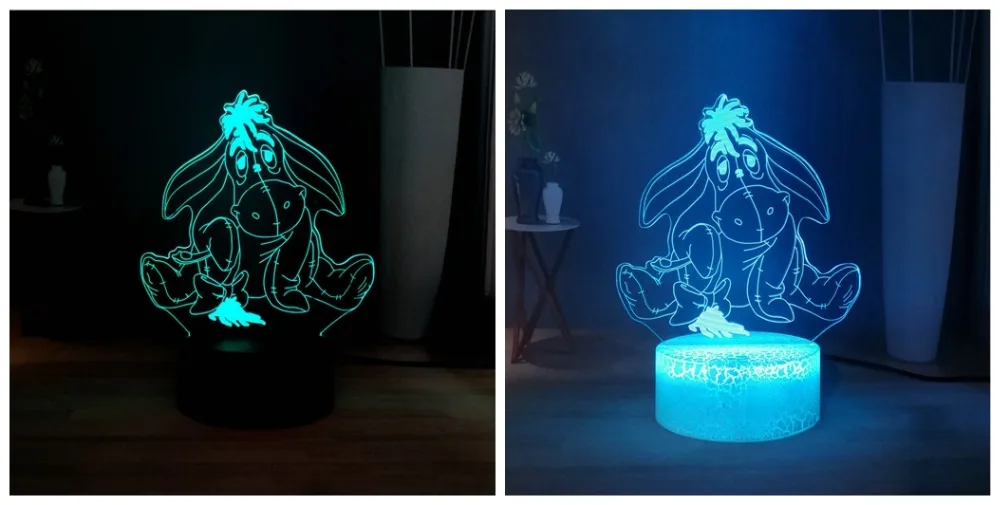 Дропшиппинг милый ИА RGB многоцветный 3D оптическая лампа Пух медведь светодиодный ночной Светильник для сна Детский праздник день рождения Рождественский подарок