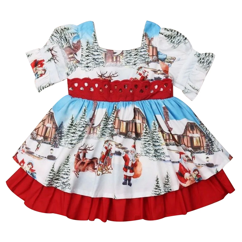 Милое красное платье для маленьких девочек Роскошное рождественское