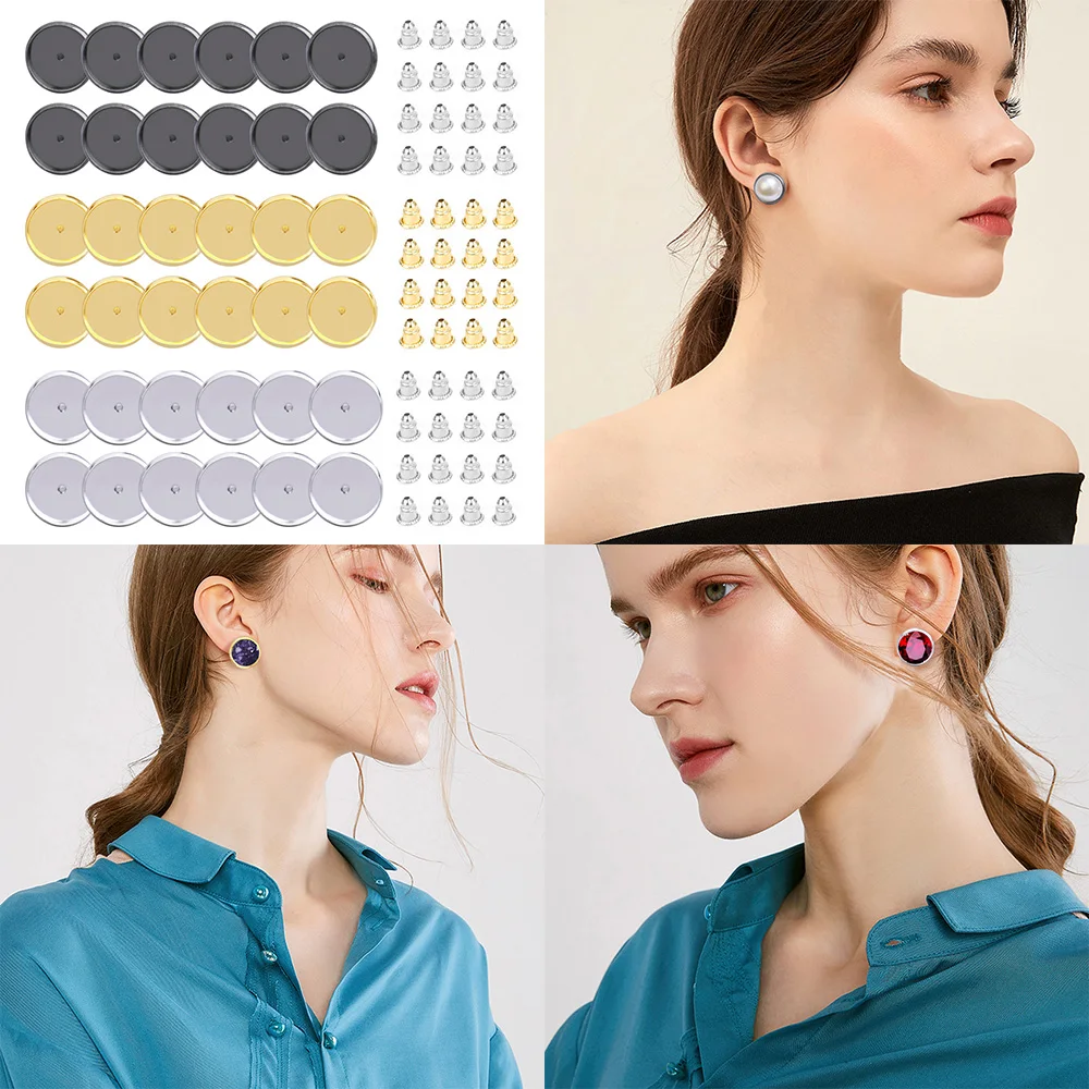 25 шт. 12 мм Blanks футболки для девочек серьги База серьги-гвоздики заготовки базовые