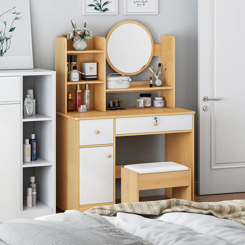 

80cm Multi-functional Small Simple Makeup Desk Nordic Dressing Table Storage Cabinet Integrated Bedroom Modern Makeup Desk