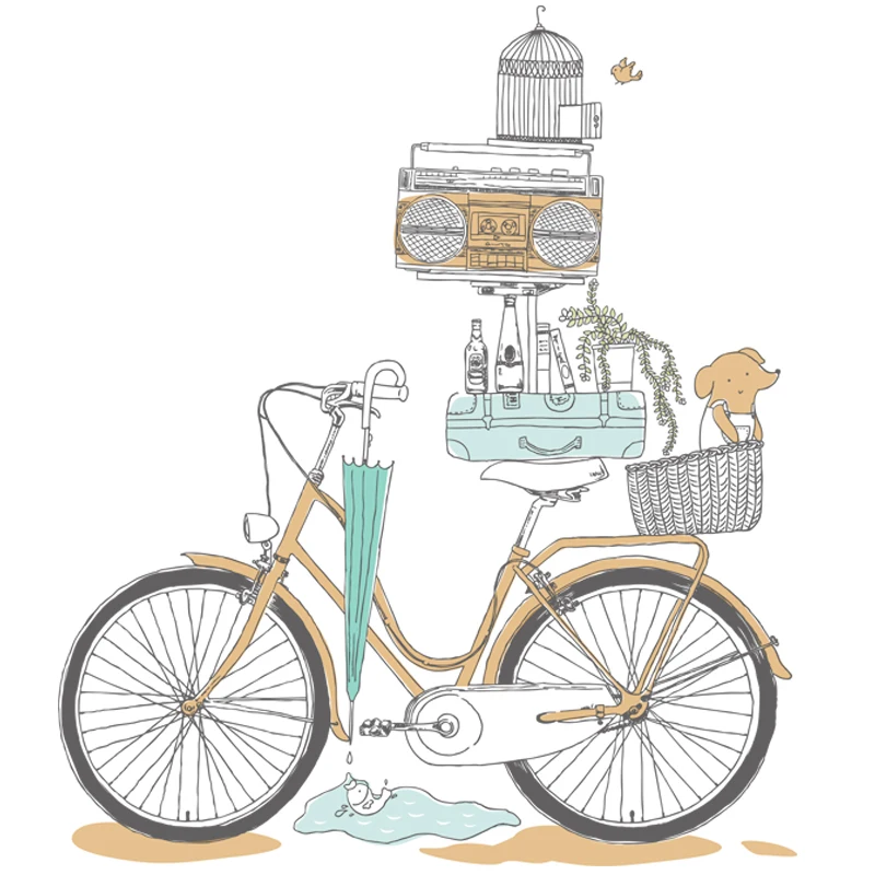 

Modern Bicycle Wall Stickers Teens Dormitory Bedroom Living Room Decoration Wall Art Decals for Furniture Aesthetic 2021 New