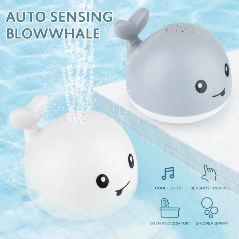 

Bath Toys Water Baby Children Whale Electric Induction Sprinkler Music Colorful Lights Play Animals Swimming Float Toy