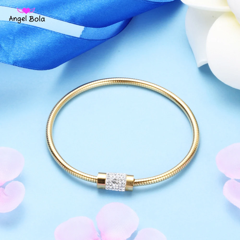 

Luxury Jewelry Brand Rose Gold/Gold/Silver Color Bangles Bracelet for Women Classic Stainless Steel Cubic Zirconia Bangle