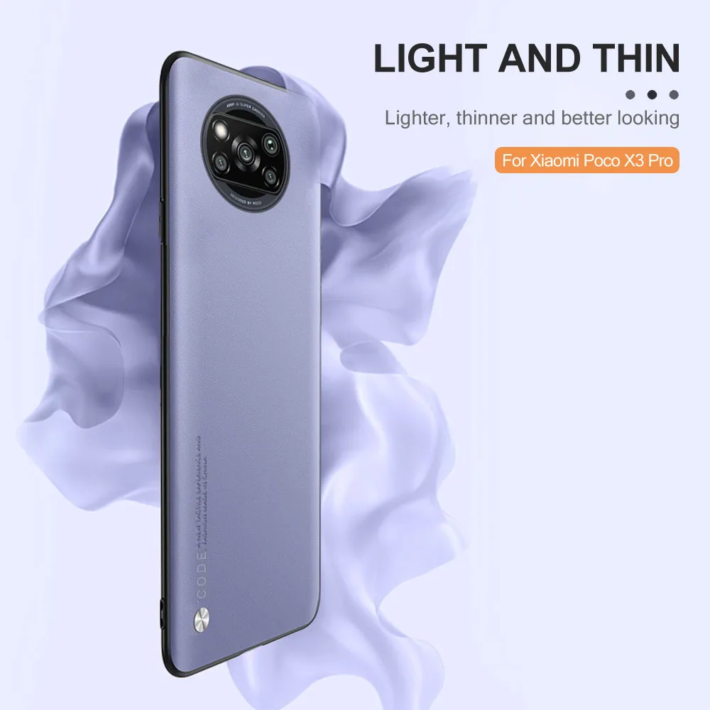 anti fingerprint leather phone protective case for xiaomi poco x3 m3 pro super thin shockproof shell cover poko x3 nfc f3 coque free global shipping