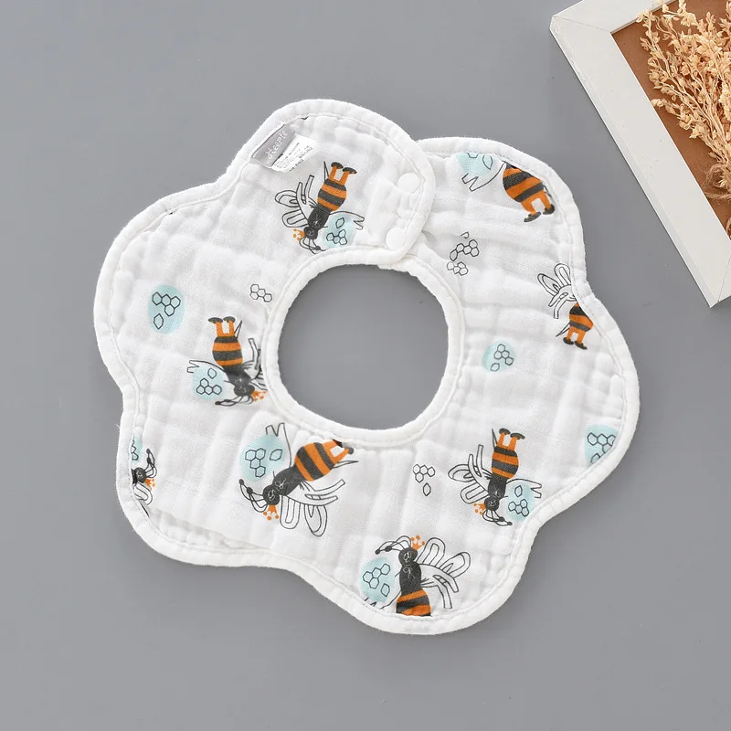 360 Degrees Rotating Baby Bib Six Layers Gauze Infant Cute Bibs Printed Soft Comfortable Saliva Towel Babador WHT081 | Детская одежда и