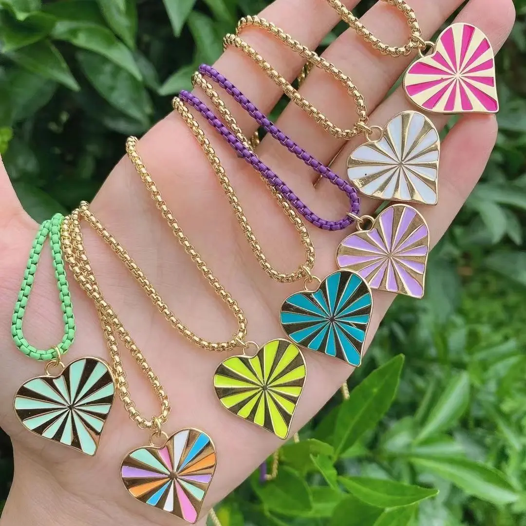 

5Pcs New Arrival Drop Oil Colorful Enamel Star Shape Pendant Charms Jewelry Gold Color Chain Necklace Best Party Anniversary Gif