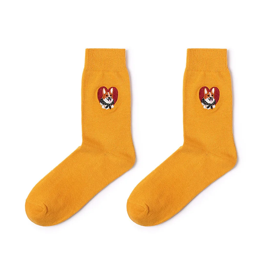 Женские зимние теплые Мультяшные носки унисекс с вышивкой в стиле ретро