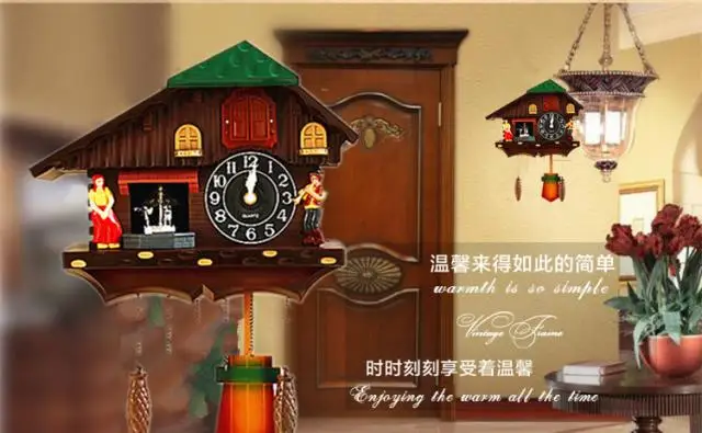 Идеи антикварные настенные часы Новые европейские cuckoo птица пение настенный дом