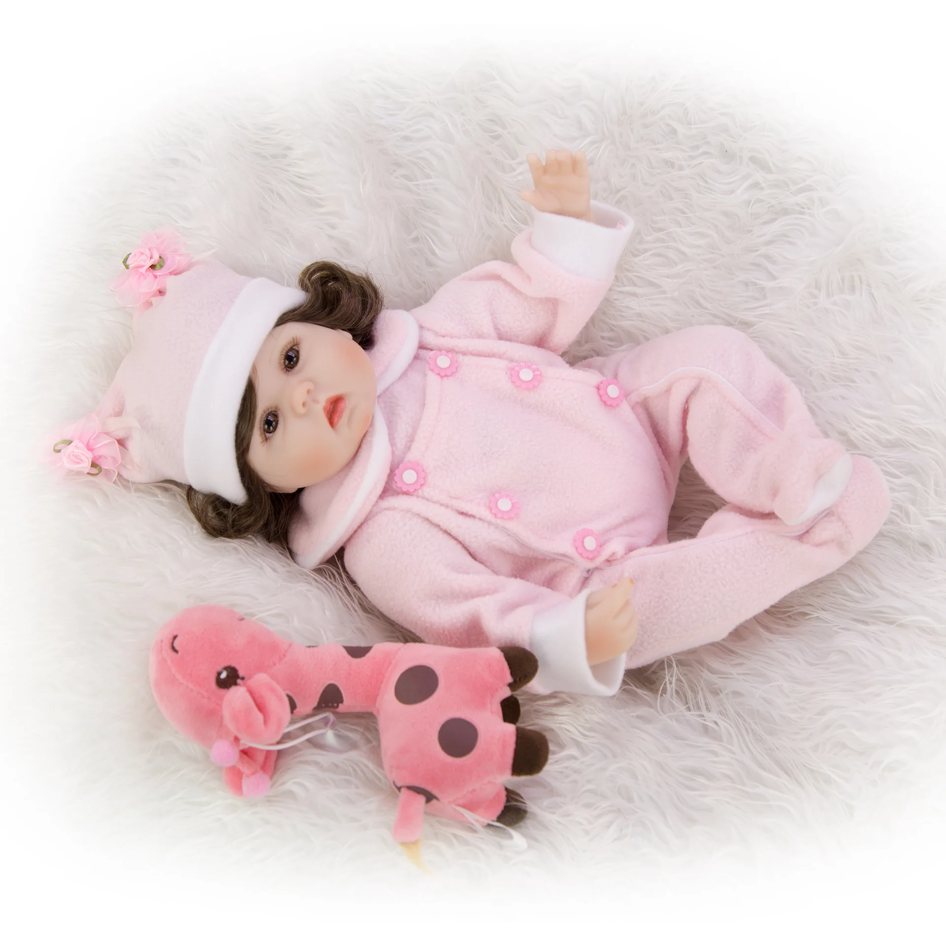 

Curly princess Newborn Doll 17'' 3/4 Silicone Reborn Baby Doll Toy For Boy girls gift Simulation Babies Doll Real bebe reobrn