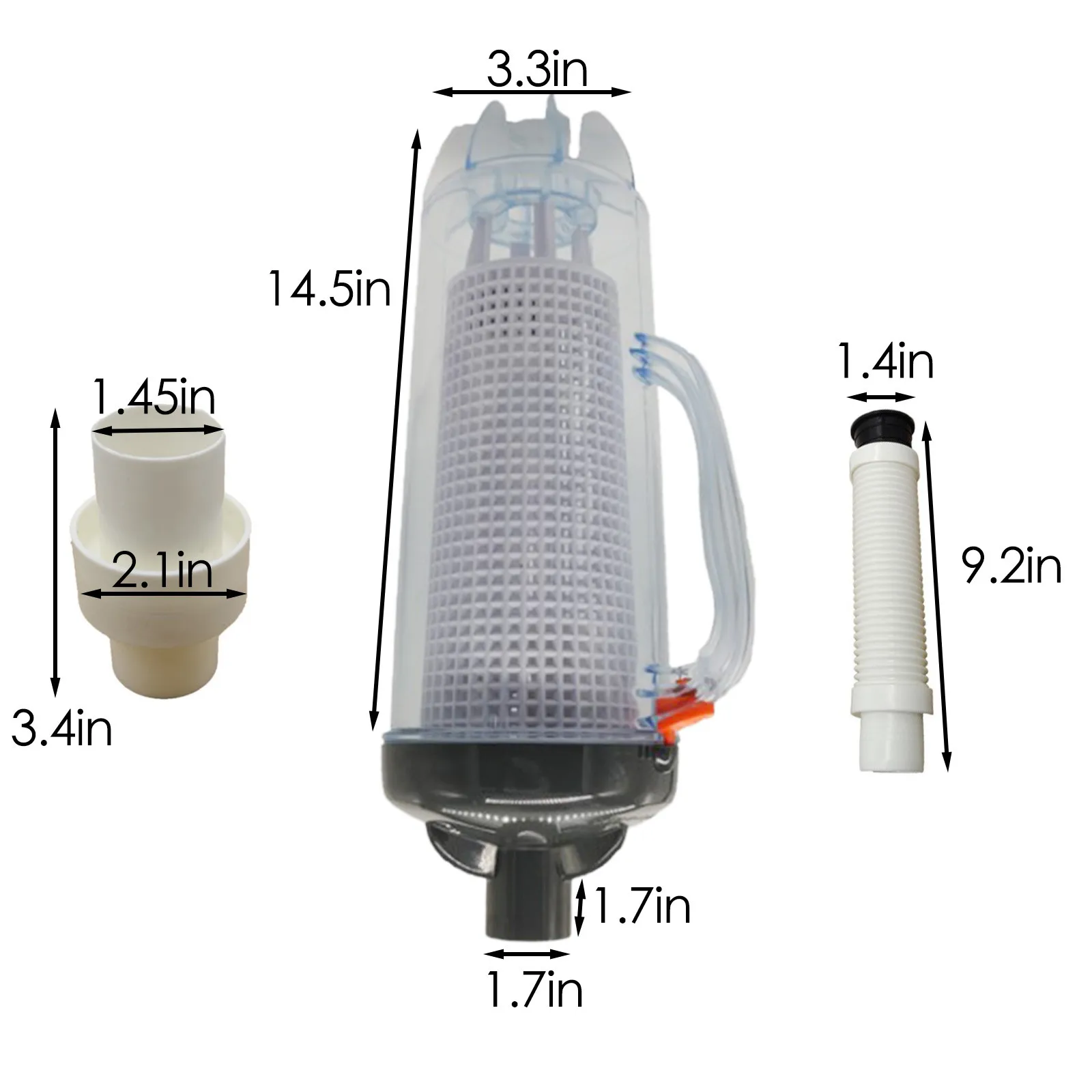 

40# Pool Leaf Canister With Mesh Basket Compatible Universal Large In-line Swimming Pool Accessory Outdoor Removable Pool Tools