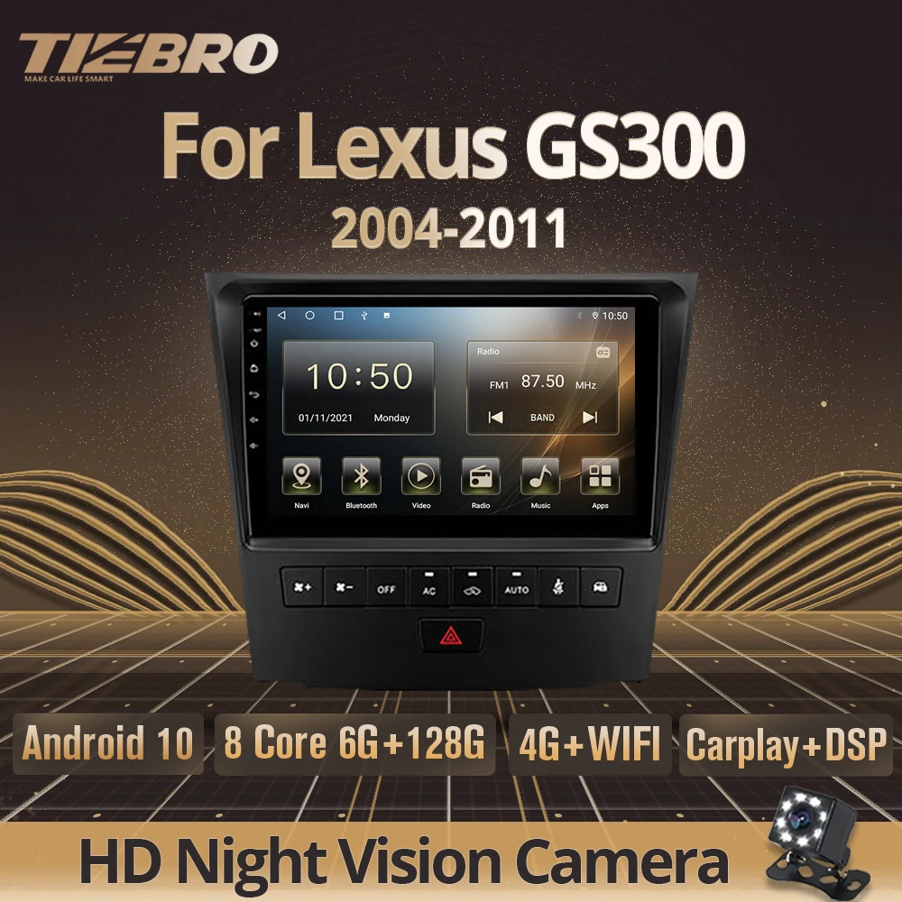 

TIEBRO Car Radio For Lexus GS300 S190 GS350 GS400 GS430 GS450h GS460 GS 300 III 3 350 400 430 450h 460 2004-2011 Navigation GPS