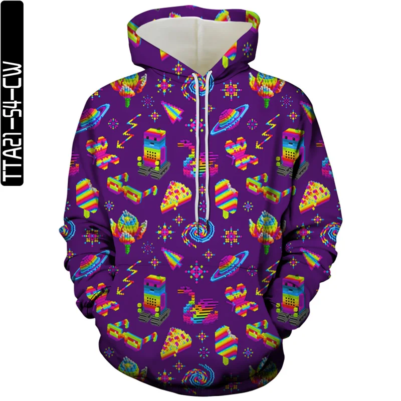 

2021 new 3D printing food elements men's and women's sweatshirt pullovers spring and summer fashion street hoodies outdoor tops