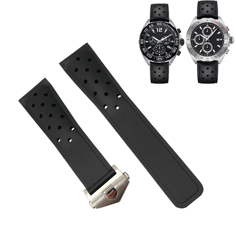 20mm 22mm Rubber Silicone Watch Strap Waterproof Bracelet Watchband for TAG HEUER MONACO Strap CARRERA FORMULA 1 Watchband Acces