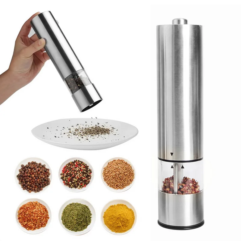 

Stainless Steel Electric Pepper Grinder Portable One-handed Mill Kitchenware Spice Automatic Mills Home Seasoning Grinding Tool