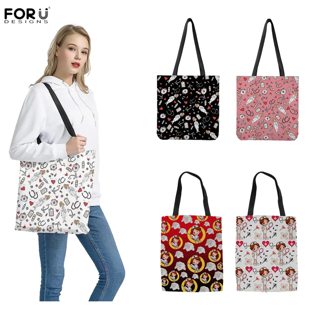 

FORUDESIGNS Women Eco-Friendly Shopper Linen Tote Bag Greys Anatomy You're My Person Bag for Nurse Book Bag bolsa tela шопер