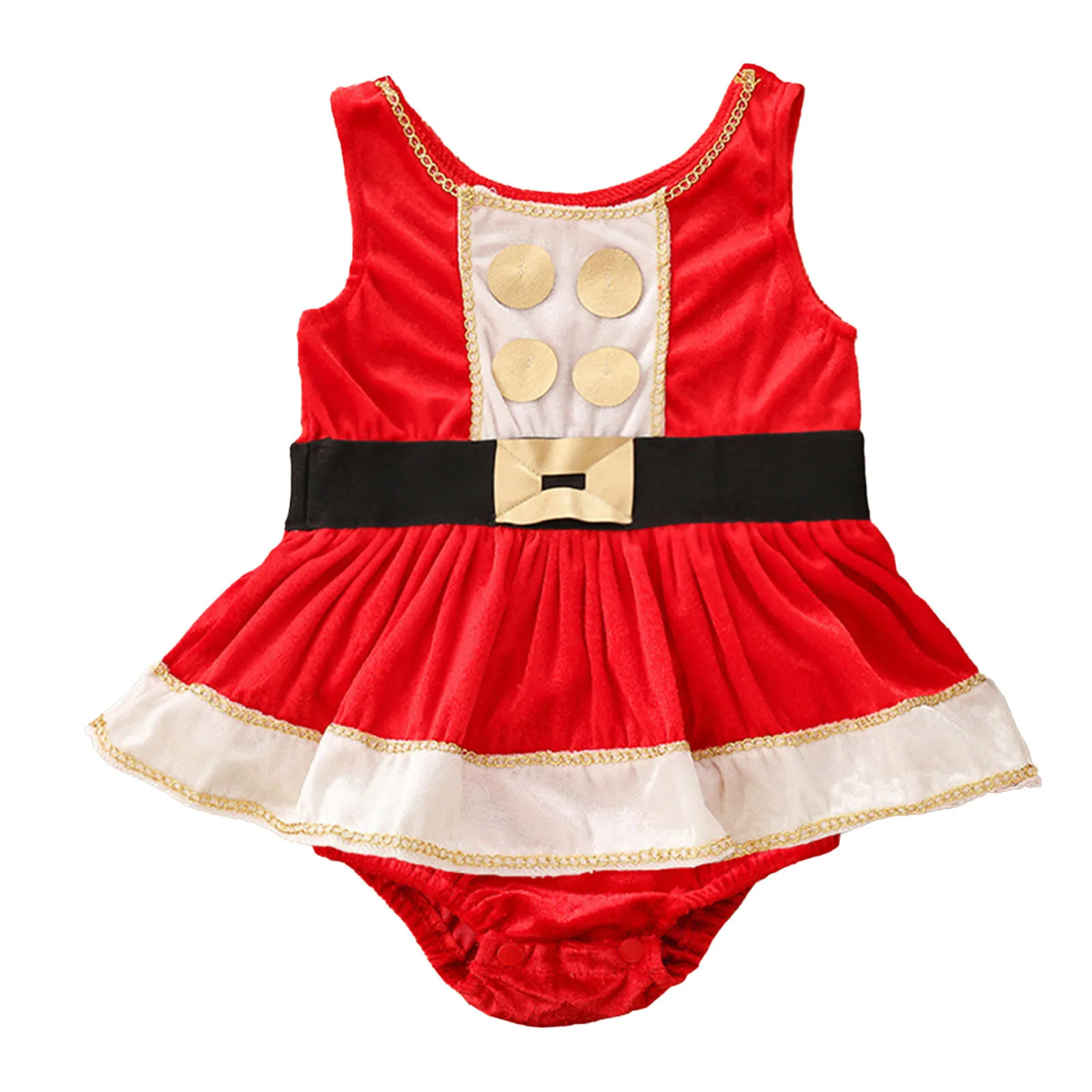 Рождественский комбинезон для новорожденных девочек бархатное платье с золотой