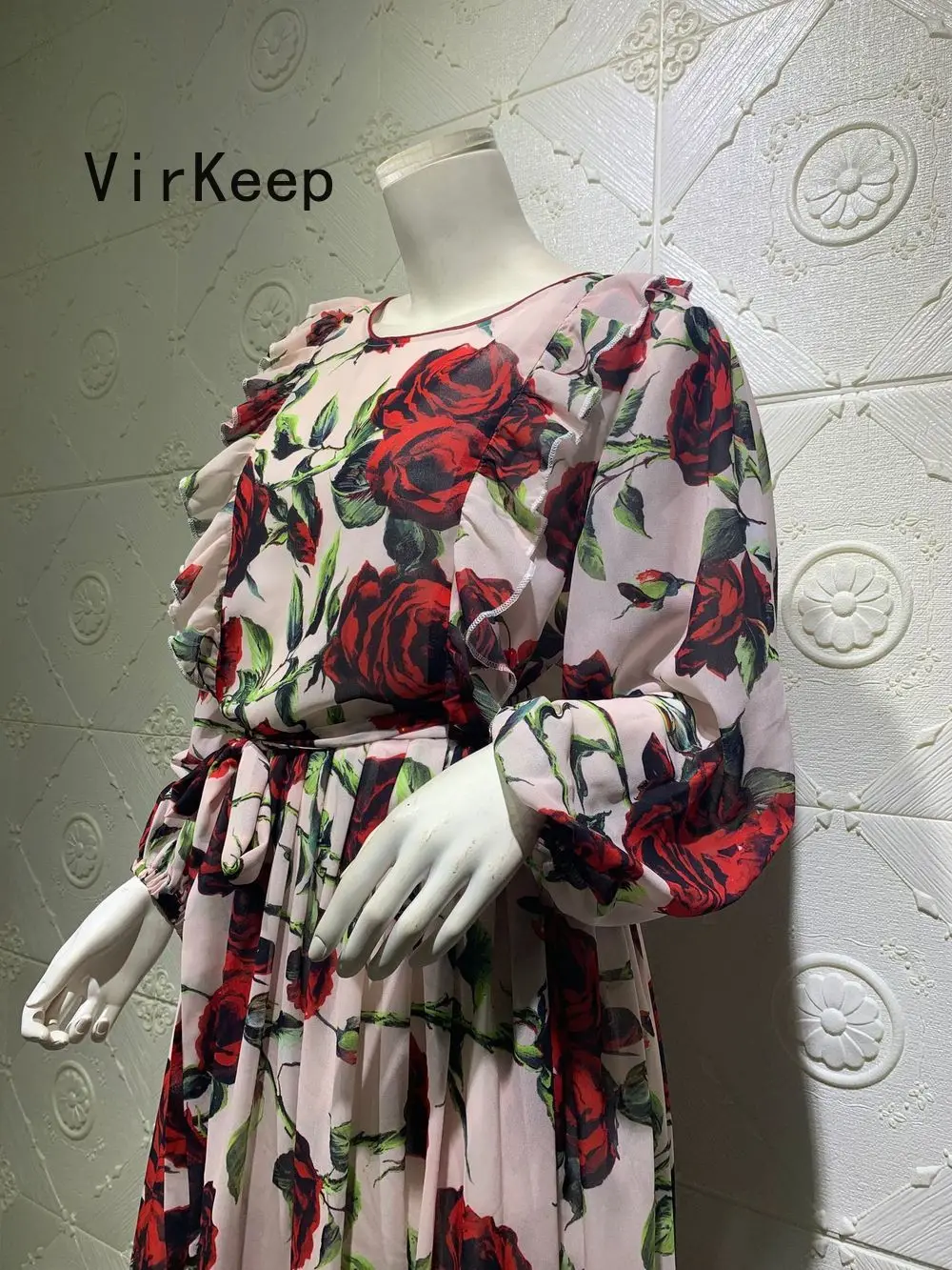 

2021 Women bohemian floral printed maxi Dress fashion robe full sleeve kimono african dashiki arabic dubai muslim gown VKDR2475