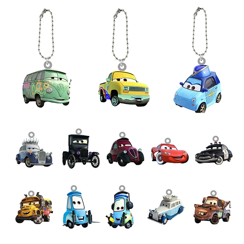 Disney Cars Characters Mater Pattern Keychains Acrylic Doll Pendant Key Chain Design Gifts for Boys Men Creative Jewelry FWN204