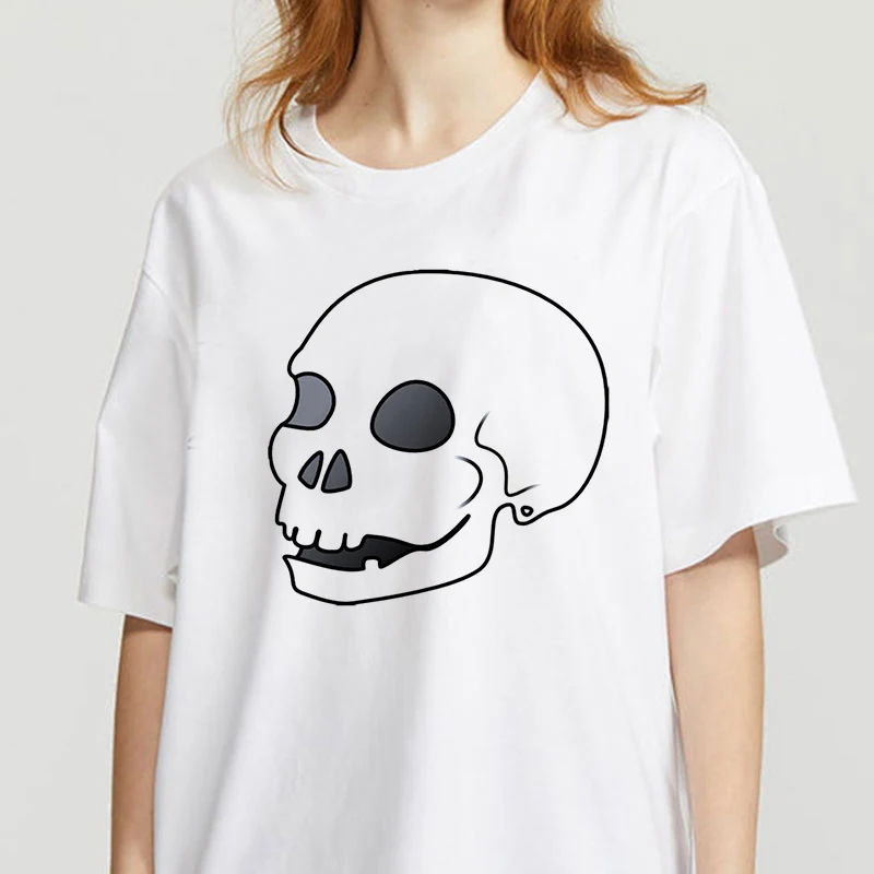 

Showtly Horro Skull summer streetclothing Tshirt Cartoon Top Tees kawaii T Shirt Women Harajuku Short Sleeve Fun Ulzzang T-Shirt