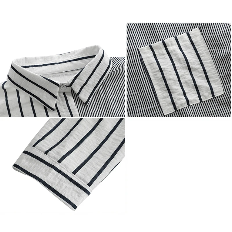 

Blouse Women Blusas Mujer De Moda 2021 Turn Down Collar Striped Chiffon Blouse Shirt Women Tops Long Sleeve Women Shirt Top