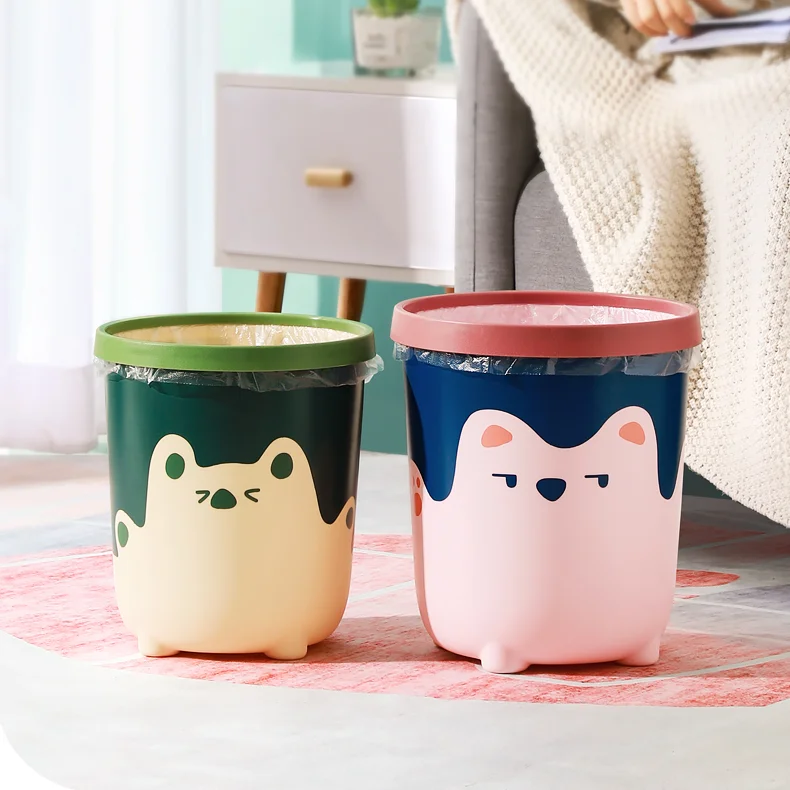

Pink Cute Nordic Trash Bin Bedroom Desktop Garbage Bag Storage Bin Desk Trash Can Mini Poubelle Household Cleaning Tools BI50WB