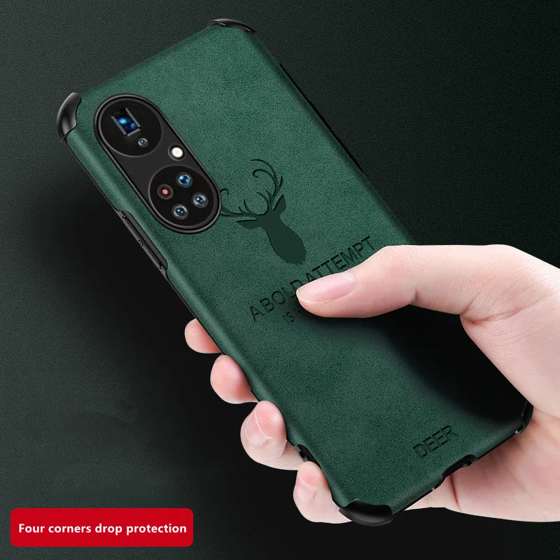 Кожаный чехол для телефона с рисунком головы оленя подходит Huawei P50 P40 P30 P20 Nova 8 7 6 5