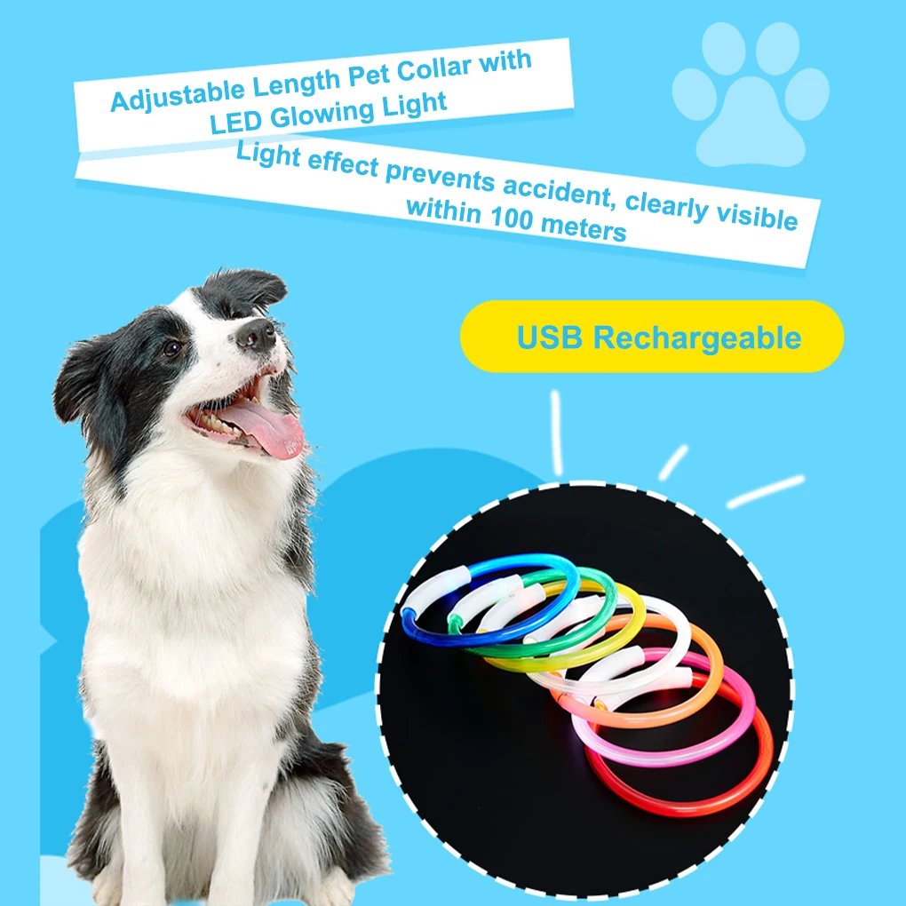 

Led Usb Dog Collar Pet Dog Collar Night Dog Collars Glowing Luminous Rechargeable LED Night Safety Flashing Glow