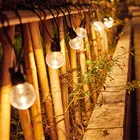 Светодиодный наружные огни с G50 Винтаж Эдисон лампы 24V 5 м 10 м Водонепроницаемый висячая веревочная огни для садового сарая патио садовый свадебный