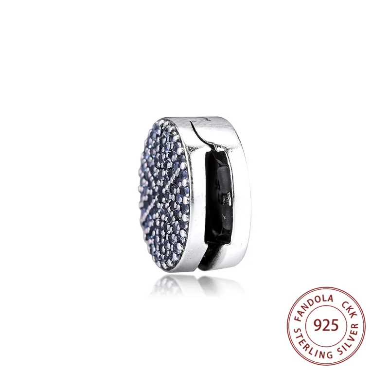 925 пробы серебро Reflexions Игристые синие клип Подвески бусины для браслетов Pandora