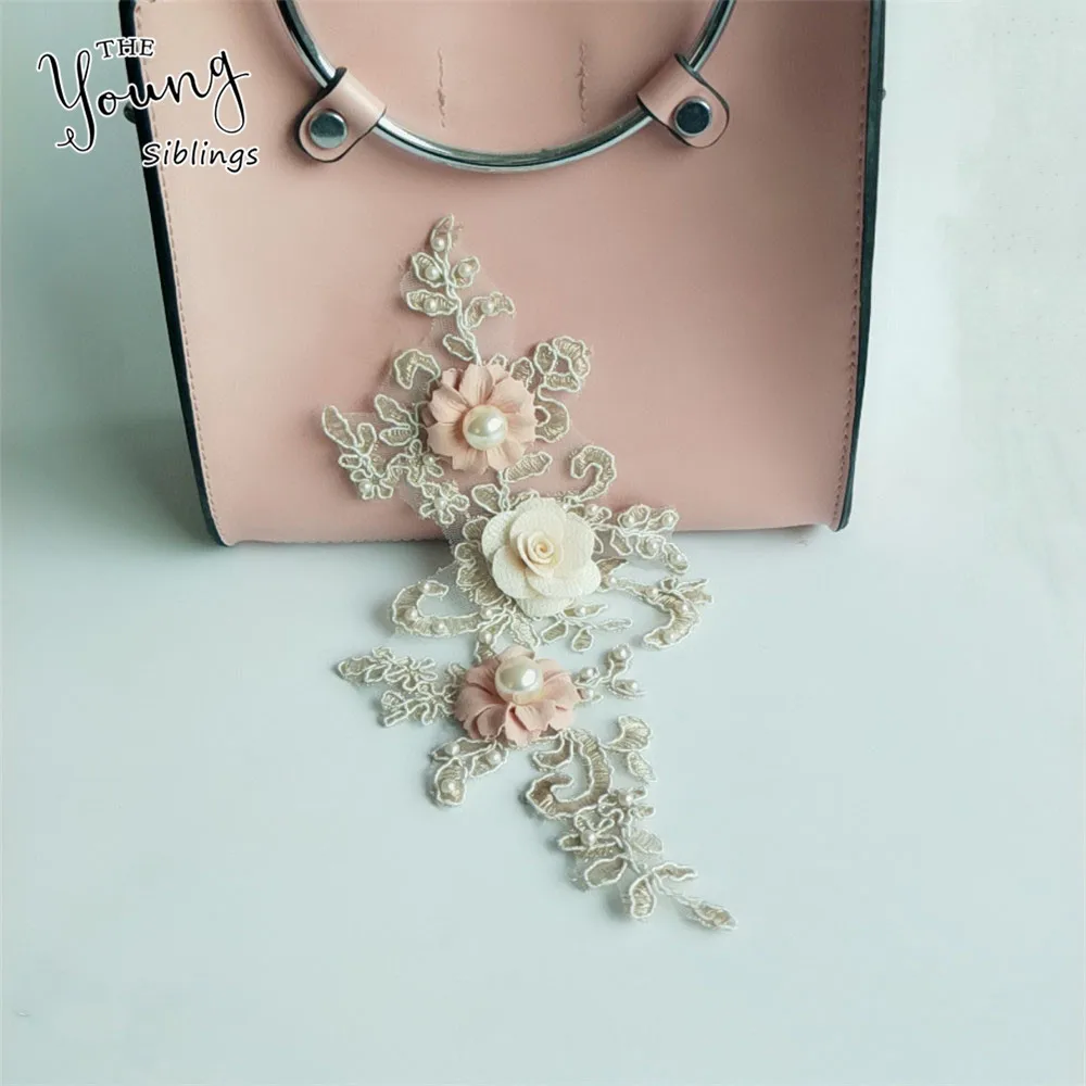 Цветочная вышивка ручной работы кружевное украшение 3D Трехмерная аппликация