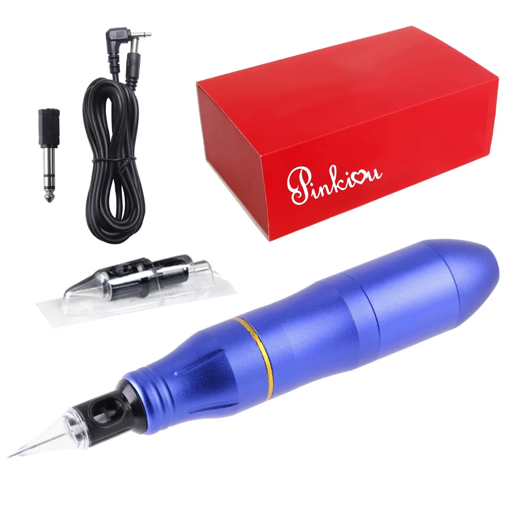 blue Татуировка ручка роторная татуировка машина с лучшим Мотором для татуировщика шнур Картридж ручка - Цвет: blue