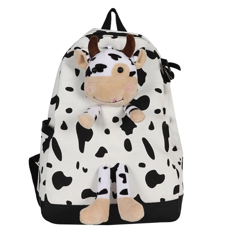 

Women Men Cow Print Backpack Students Schoolbag Large Daypack Rucksuak 517D