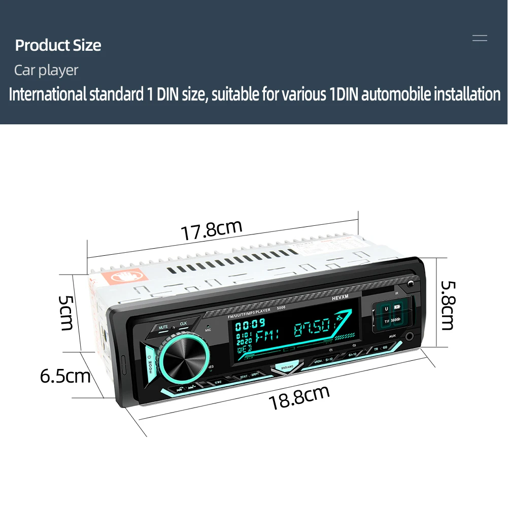 Автомобильный MP3-плеер универсальная стереомагнитола с FM-радио 1 DIN 12 В Bluetooth два