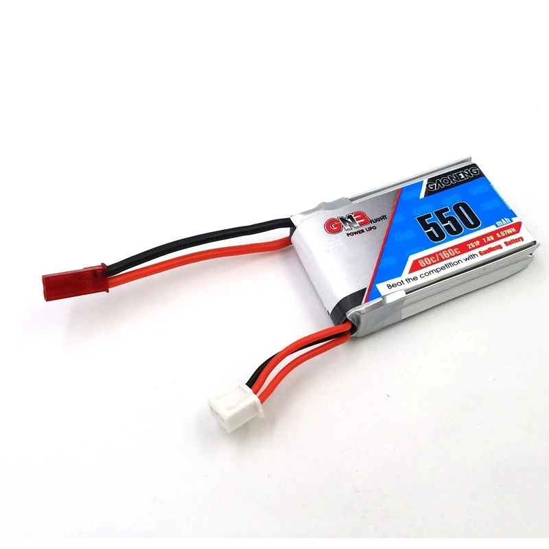 Gaoneng-bater&iacute;a Lipo GNB para Dron de carreras, 550mAh, 2S, 7,4 V, 80C/160C, JST, XT30, enchufe para Aurora 90, Emax, babyhawk, Mini FPV, 2 piezas-3