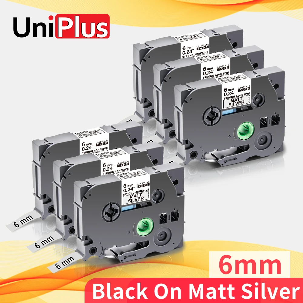 UniPlus 6PK 6 мм tze лента SM911 совместимая с этикетками прочная клейкая черная на матовом